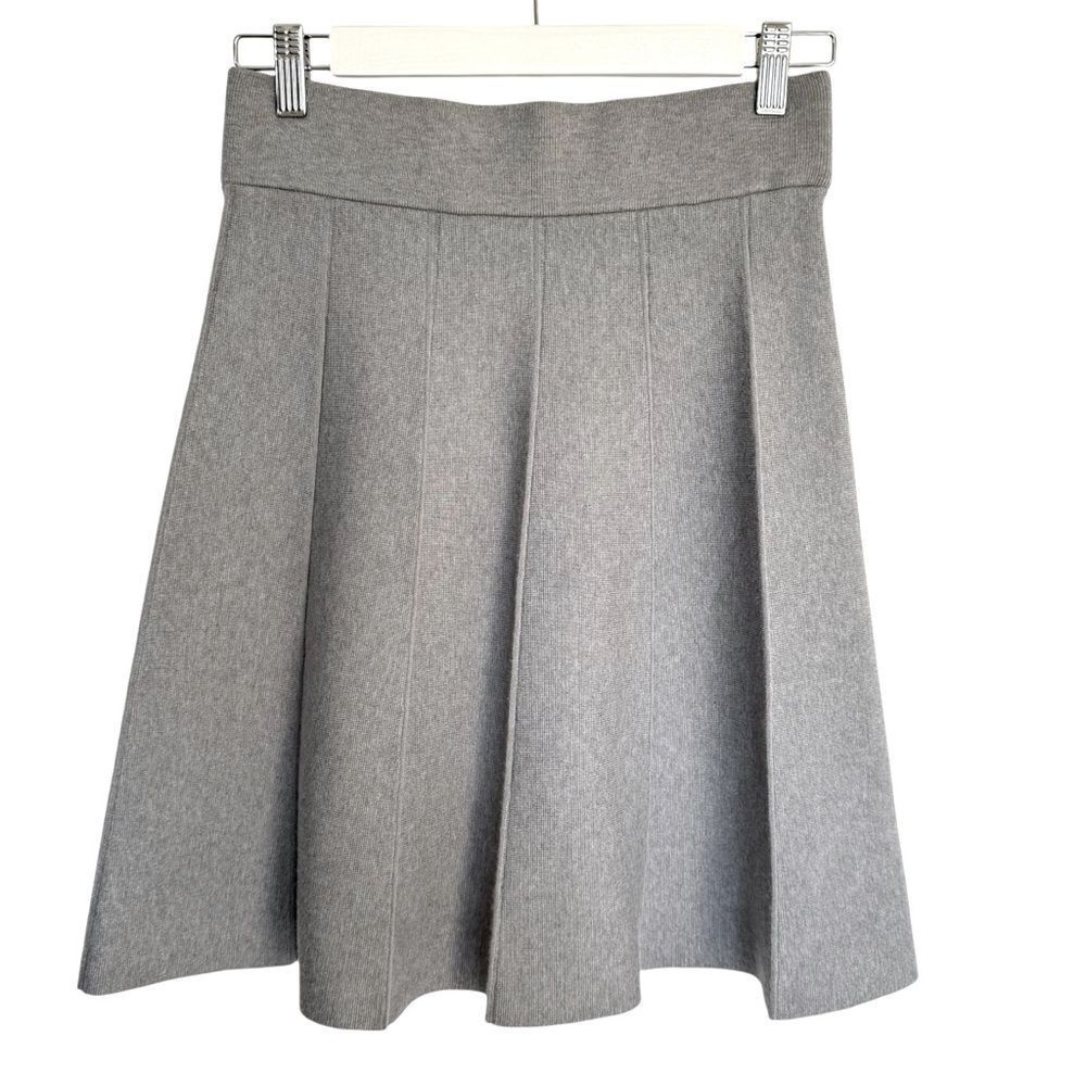 Ann Taylor Pleated Grey Stretch A-Line Skirt – Women's XS